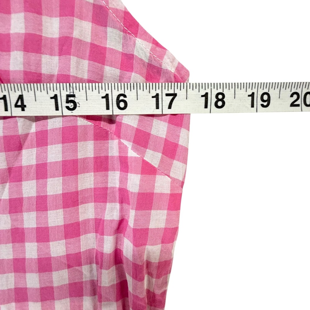 Chaps Gingham Check Tiered Ruffle Midi Dress Small Pink Cotton Cottage Prairie - Picture 7 of 12